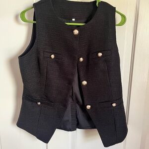Black Sleeveless Vest with Gold Buttons size medium
